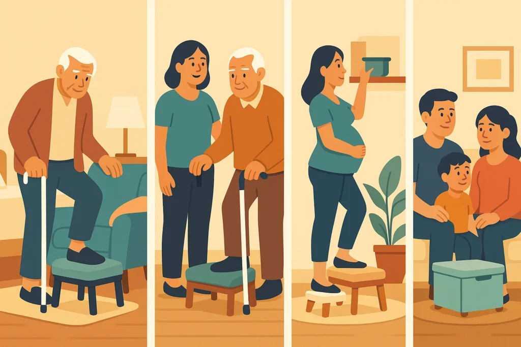 Different Type of People Using a Stool