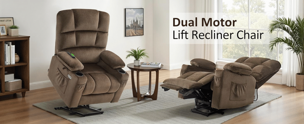 Dual Motor Lift Recliner Chair- High seat armchair for elderly
